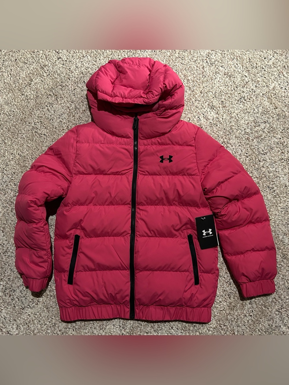 New Under Armour Youth Girls Pink Puffer Winter Jacket - Youth Size Medium NWT